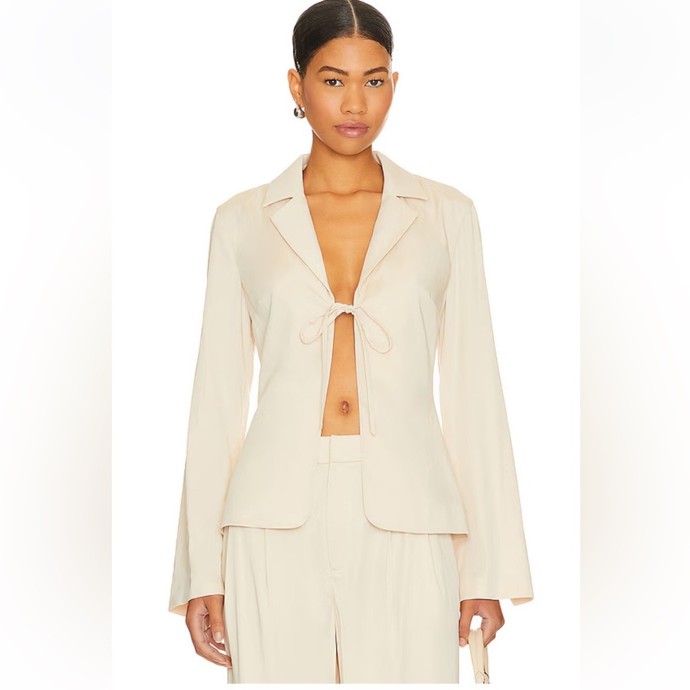 LPA Tie Front Blazer Shirt